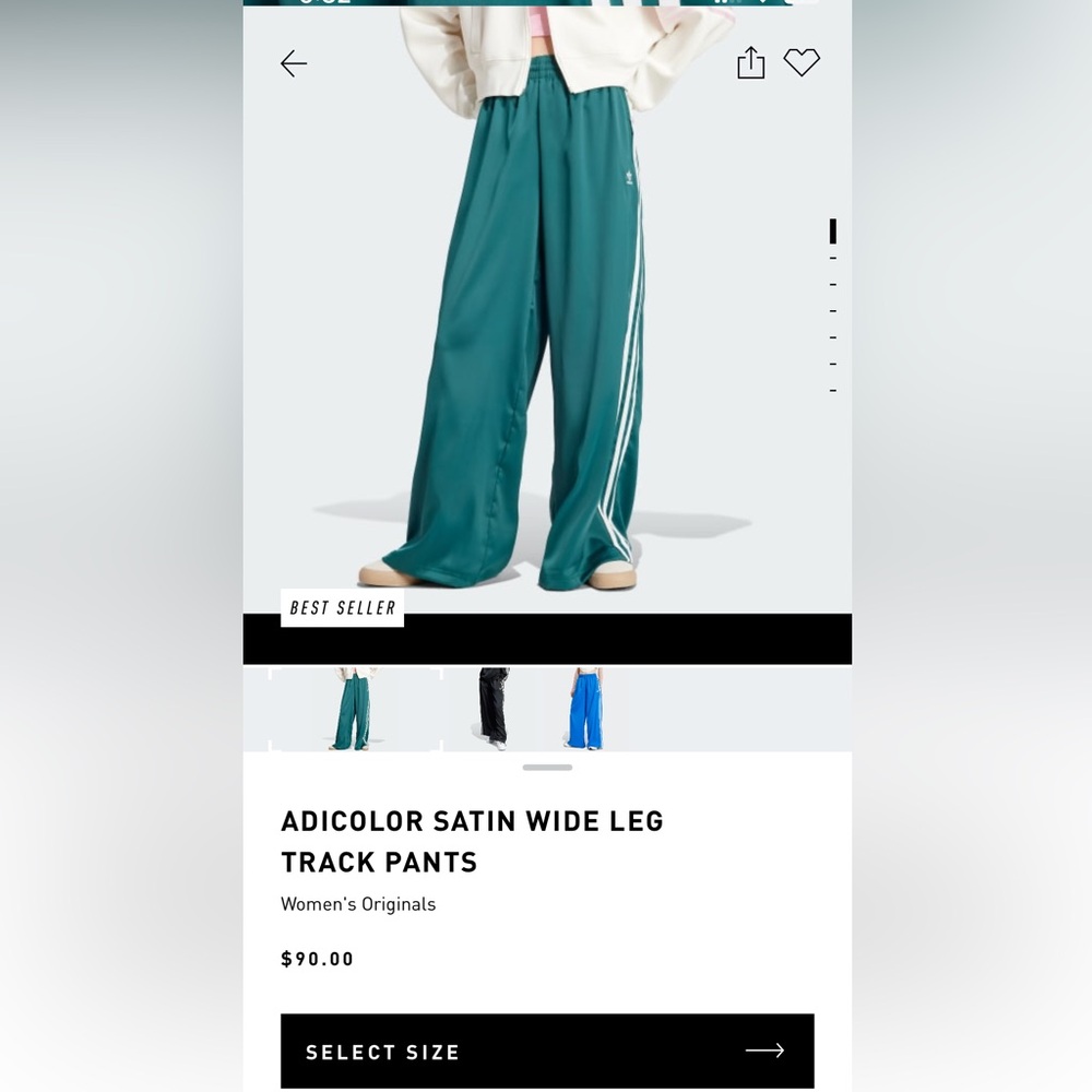 Adidas satin wide leg pant.